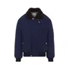 Brunello Cucinelli Tailored Feather Down Jacket With Sheepskin Collar In Blue