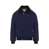 Brunello Cucinelli Tailored Feather Down Jacket With Sheepskin Collar In Blue