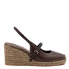 Brunello Cucinelli Leather Precious Strap Espadrille Wedges 60 In Multicolor