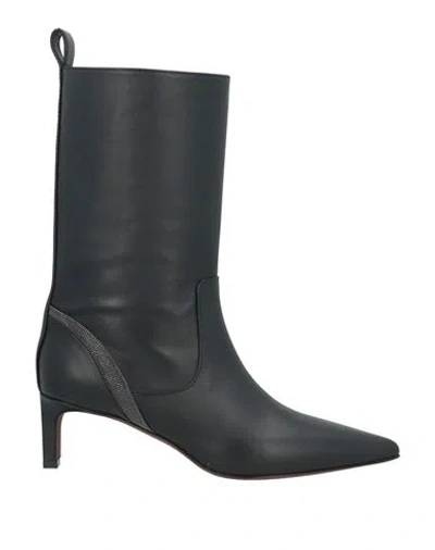 Brunello Cucinelli Woman Ankle Boots Black Size 7 Leather, Brass