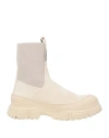 Brunello Cucinelli Woman Ankle Boots Cream Size 10 Leather, Textile Fibers In White