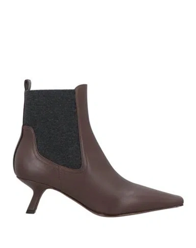 Brunello Cucinelli Woman Ankle Boots Dark Brown Size 8 Leather