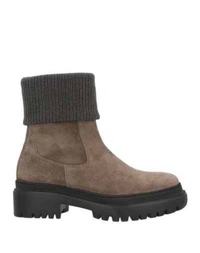 Brunello Cucinelli Woman Ankle Boots Khaki Size 8 Leather In Brown