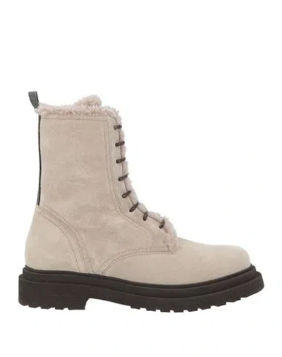 Brunello Cucinelli Woman Ankle Boots Light Grey Size 8 Leather In Neutral