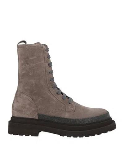 Brunello Cucinelli Woman Ankle Boots Taupe Size 8 Leather