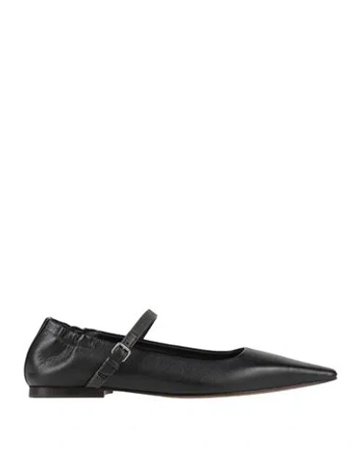 Brunello Cucinelli Woman Ballet Flats Black Size 8 Leather