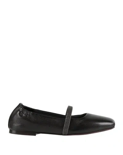 Brunello Cucinelli Woman Ballet Flats Black Size 8 Leather