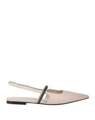 Brunello Cucinelli Woman Ballet Flats Ivory Size 10 Leather In Neutral