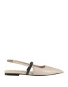 Brunello Cucinelli Woman Ballet Flats Ivory Size 8 Leather In White