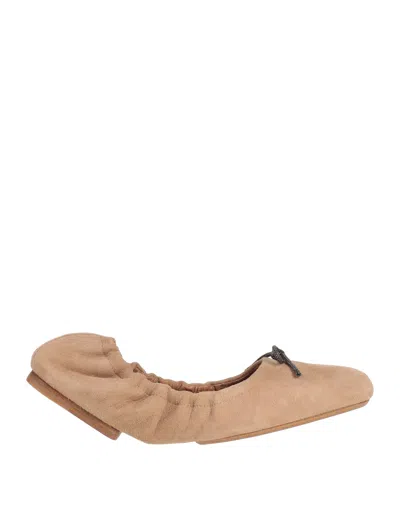 Brunello Cucinelli Ballet Flats In Camel