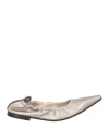 Brunello Cucinelli Woman Ballet Flats Platinum Size 7 Leather In Grey