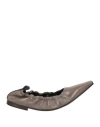 Brunello Cucinelli Woman Ballet Flats Taupe Size 7 Leather In Grey