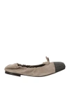 Brunello Cucinelli Woman Ballet Flats Taupe Size 8 Leather In Grey