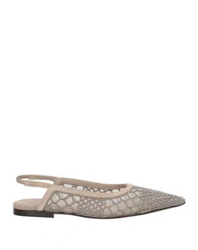 Brunello Cucinelli Woman Ballet Flats Taupe Size 8 Polyamide In Gray