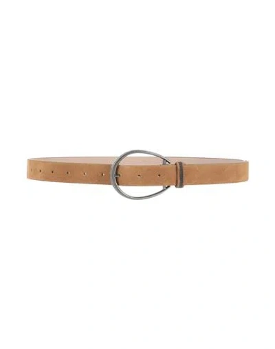 Brunello Cucinelli Woman Belt Camel Size M Soft Leather In Beige