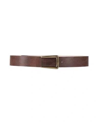 Brunello Cucinelli Woman Belt Dark Brown Size M Leather In Green