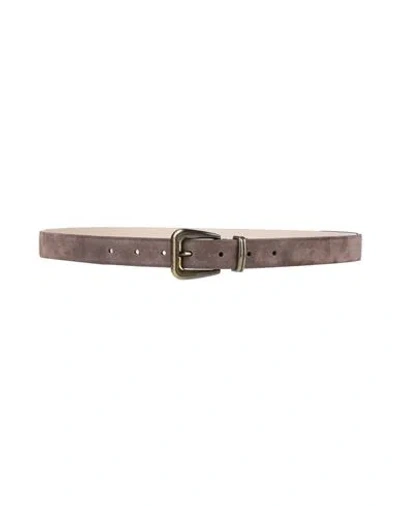 Brunello Cucinelli Woman Belt Dark Brown Size M Leather, Brass In Gray