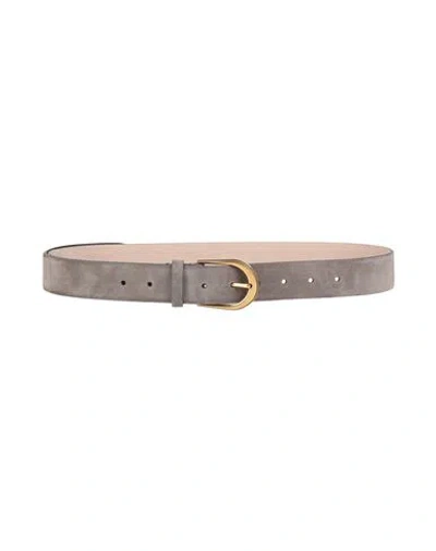 Brunello Cucinelli Woman Belt Grey Size M Leather In Gray