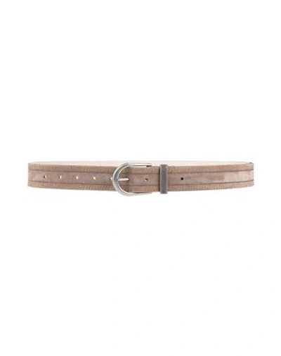 Brunello Cucinelli Woman Belt Khaki Size M Leather In Neutral