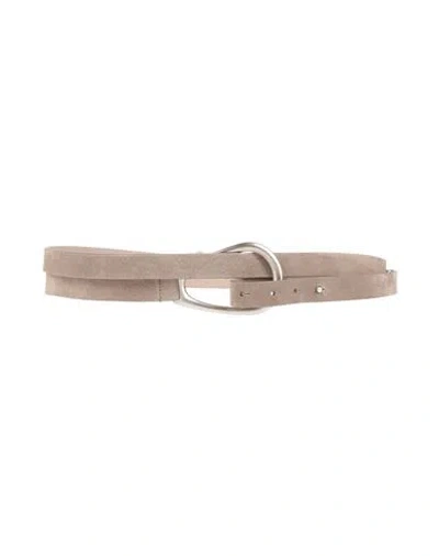 Brunello Cucinelli Woman Belt Taupe Size M Leather In Grey