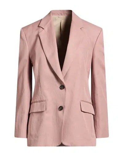 Brunello Cucinelli Woman Blazer Antique Rose Size 6 Cotton, Linen In Pink