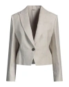 Brunello Cucinelli Woman Blazer Beige Size 10 Linen, Ecobrass In Beige