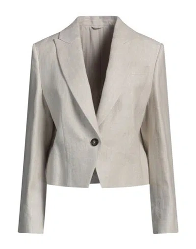 Brunello Cucinelli Woman Blazer Beige Size 10 Linen, Ecobrass