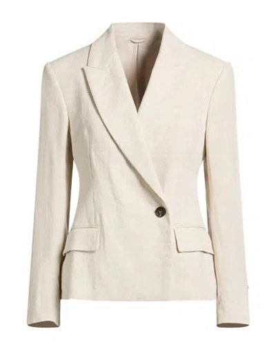 Brunello Cucinelli Woman Blazer Beige Size 10 Linen, Polyester, Polyamide In Neutral