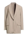 Brunello Cucinelli Woman Blazer Beige Size 12 Viscose, Virgin Wool In Neutral
