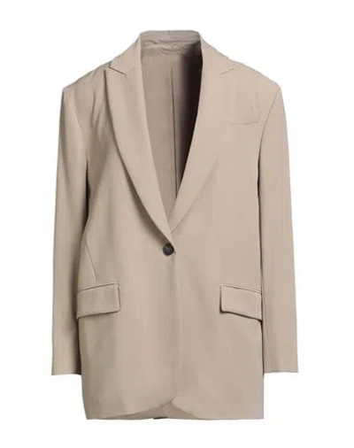 Brunello Cucinelli Woman Blazer Beige Size 12 Viscose, Virgin Wool In Neutral