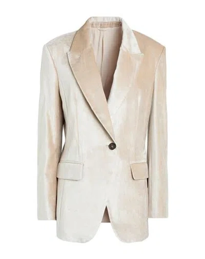 Brunello Cucinelli Woman Blazer Beige Size 4 Cotton, Viscose In Neutral