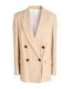 Brunello Cucinelli Double Breasted Solid Blazer In Beige