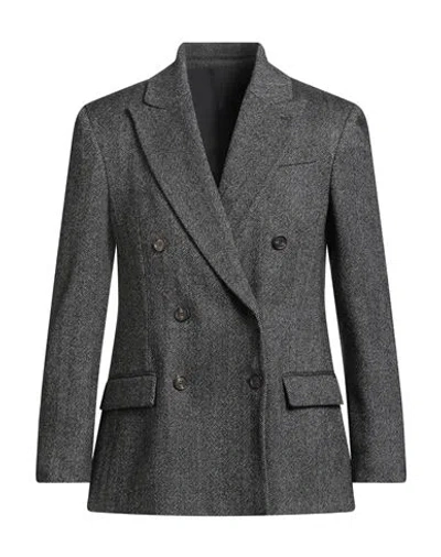 Brunello Cucinelli Woman Blazer Black Size 12 Virgin Wool, Wool, Polyamide, Elastane, Brass