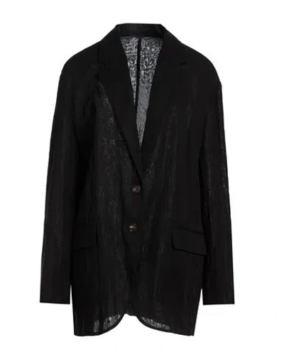 Brunello Cucinelli Woman Blazer Black Size 14 Cotton, Brass