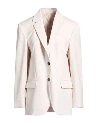 Brunello Cucinelli Woman Blazer Blush Size 6 Virgin Wool, Mohair Wool, Brass In White