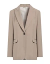 Brunello Cucinelli Woman Blazer Camel Size 4 Viscose, Virgin Wool, Brass In Beige