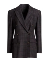 Brunello Cucinelli Plaid Double-breasted Blazer In Grey