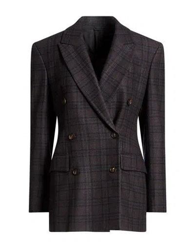 BRUNELLO CUCINELLI BRUNELLO CUCINELLI WOMAN BLAZER CHARCOAL SIZE 4 VIRGIN WOOL, ELASTANE