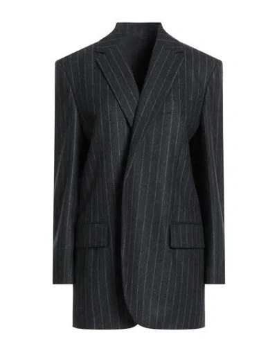 Brunello Cucinelli Woman Blazer Charcoal Size 4 Virgin Wool In Black