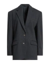 Brunello Cucinelli Woman Blazer Charcoal Size 6 Cotton, Polyamide, Elastane, Ecobrass In Black