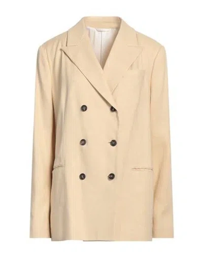 Brunello Cucinelli Woman Blazer Cream Size 14 Linen, Cotton, Elastane In White