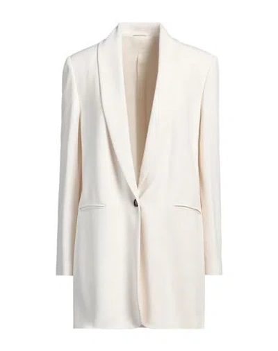 Brunello Cucinelli Woman Blazer Cream Size 6 Acetate, Silk, Brass In White