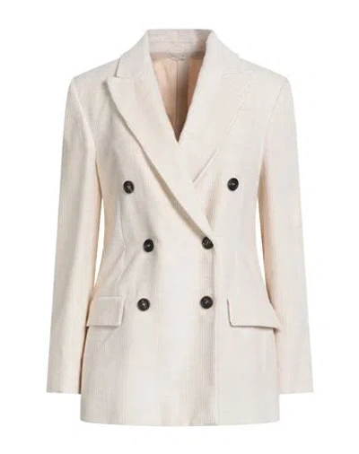 Brunello Cucinelli Woman Blazer Cream Size 6 Viscose, Cotton In White