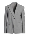 Brunello Cucinelli Woman Blazer Grey Size 10 Virgin Wool, Elastane, Brass In Grey