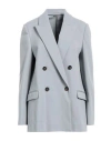 Brunello Cucinelli Woman Blazer Grey Size 12 Cotton, Polyamide, Elastane, Brass In Grey