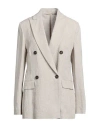 Brunello Cucinelli Woman Blazer Grey Size 14 Linen In Grey