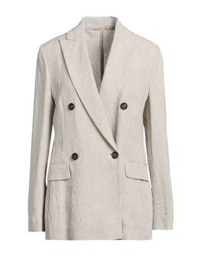 Brunello Cucinelli Woman Blazer Grey Size 14 Linen