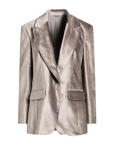 Brunello Cucinelli Woman Blazer Grey Size 6 Cotton, Viscose In Gray