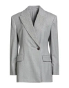 Brunello Cucinelli Woman Blazer Grey Size 8 Virgin Wool In Gray