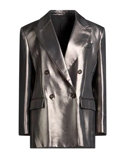 Brunello Cucinelli Woman Blazer Gunmetal Size 0 Silk In Black